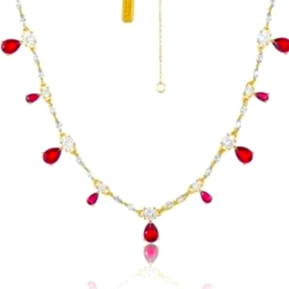 Melinda Maria "Gone with the Wind" *EXPIRED* necklace-Gold w/ diamonette-ruby